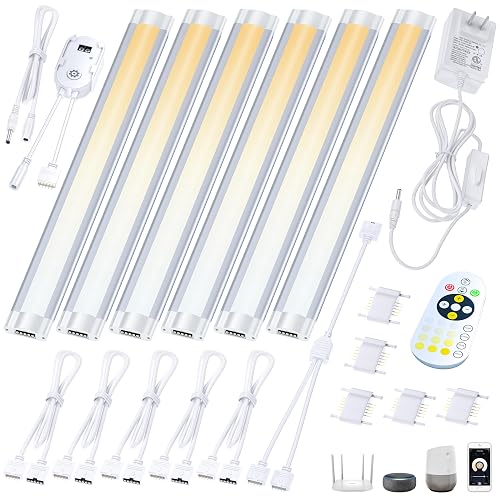 Smart Under Cabinet Lighting with Motion Sensor, Alexa Google Compatible Under Cabinet Lights, Wireless Remote Plug in Control Under Counter Light