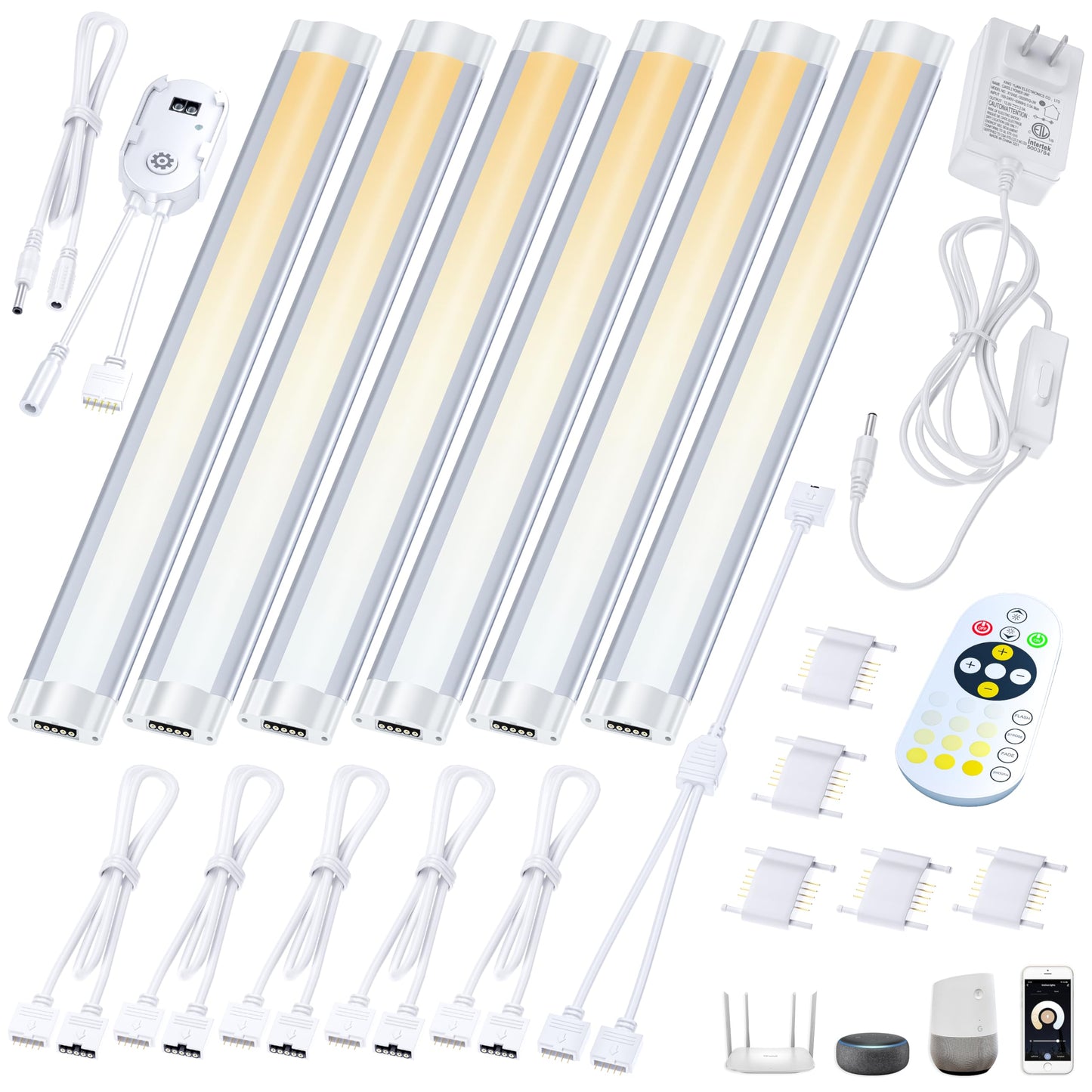 Smart Under Cabinet Lighting with Motion Sensor, Alexa Google Compatible Under Cabinet Lights, Wireless Remote Plug in Control Under Counter Light