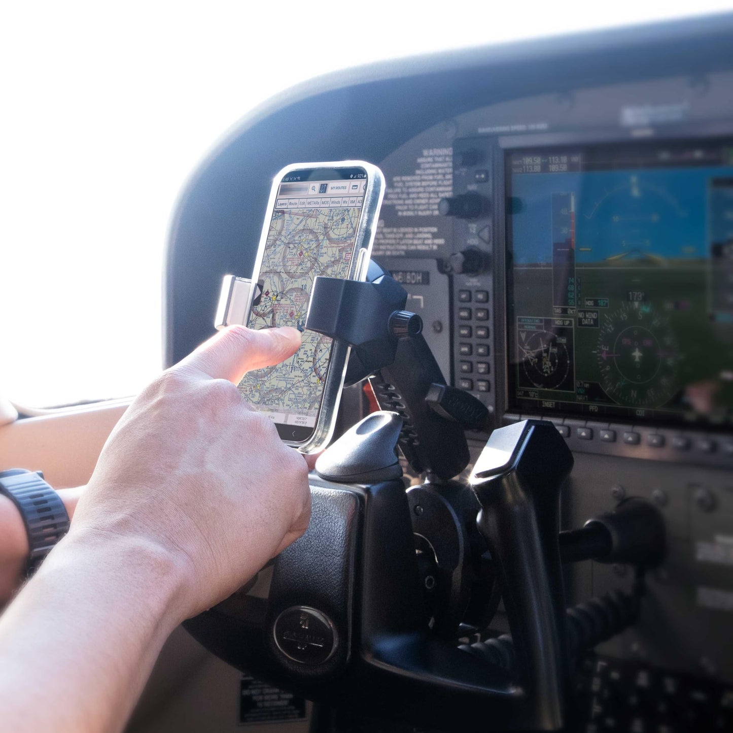 ARKON Mounts SkyHold Yoke Clamp Phone Mount for Airplanes | Universal Phone Fit | Solid C-Clamp | Designed for Aviation | Compatible with Apple