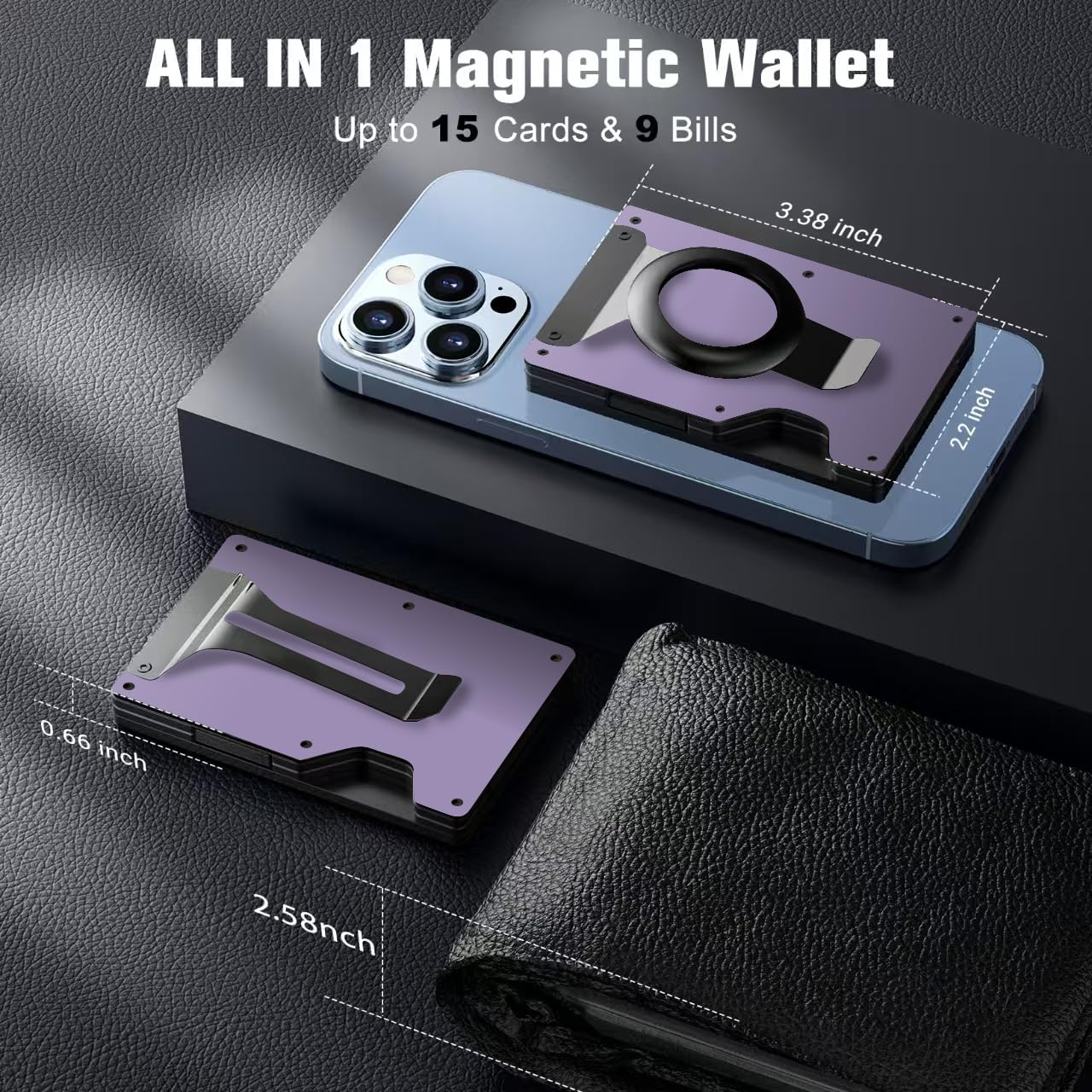 Zeeker for Magnetic Wallet with Airtag Holder & Money Clip for iPhone 16/15/14/13/12 Series,15-Card Holder, Upgrade with iPhone Wallet,RFID Blocking