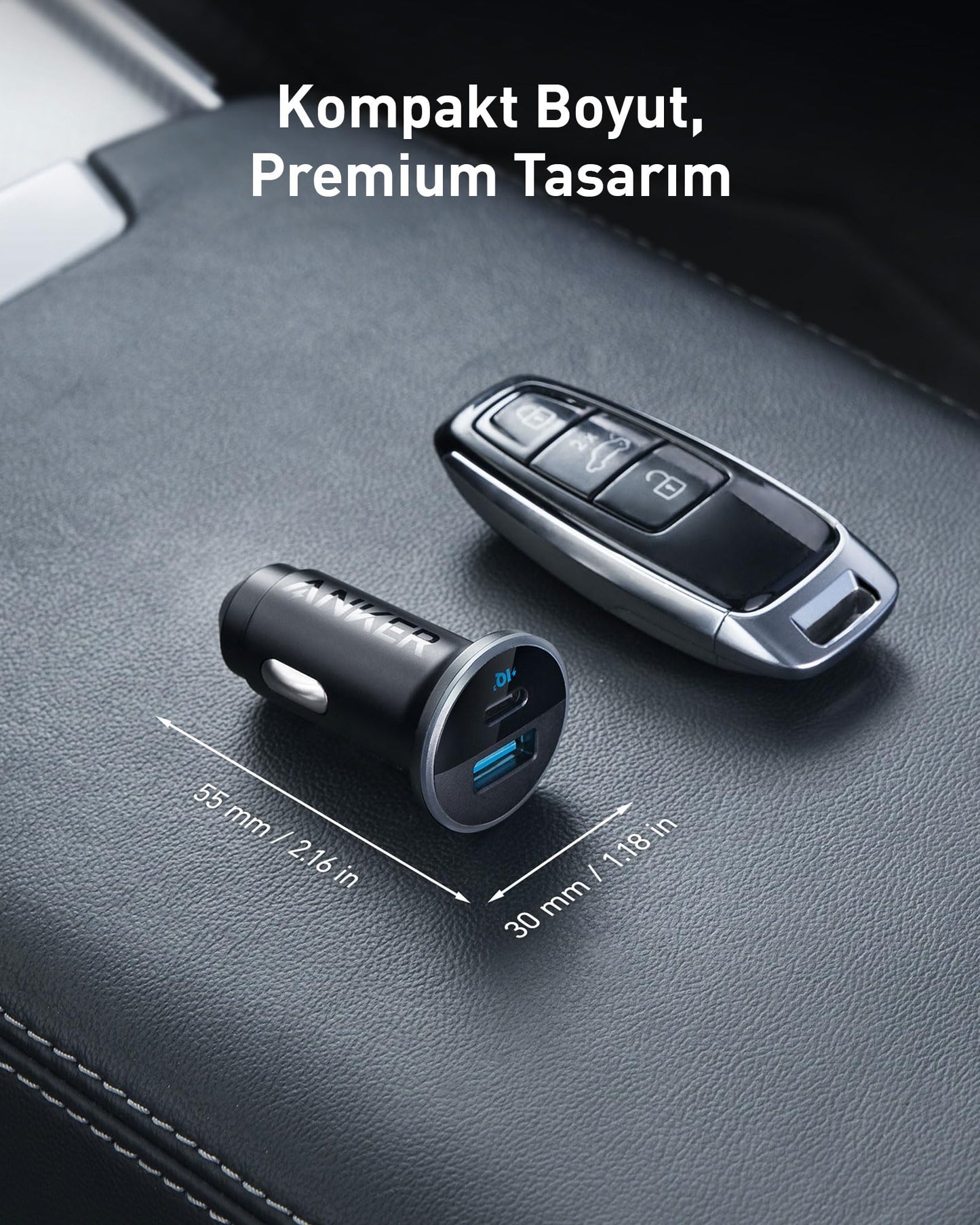 Anker 323 USB-C Car Charger Adapter, 52.5W Cigarette Lighter Charger with 30W PowerIQ 3.0 Fast Charging for iPhone 17/16/15/14/13/12 Series, Galaxy