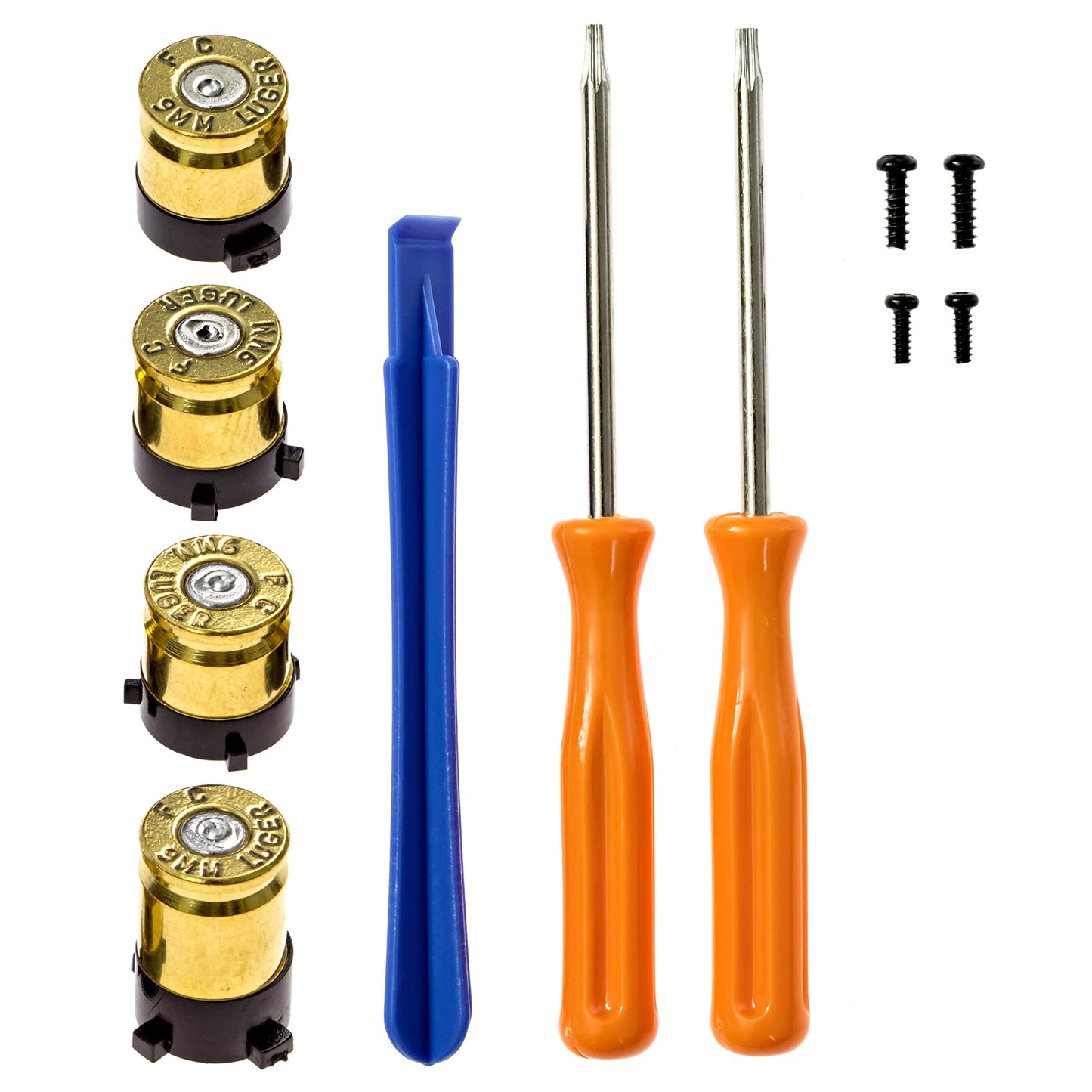 Controller Bullet Buttons for Xbox One Series X S - Made With Real 9MM Spent Bullet Casings - Includes Tools