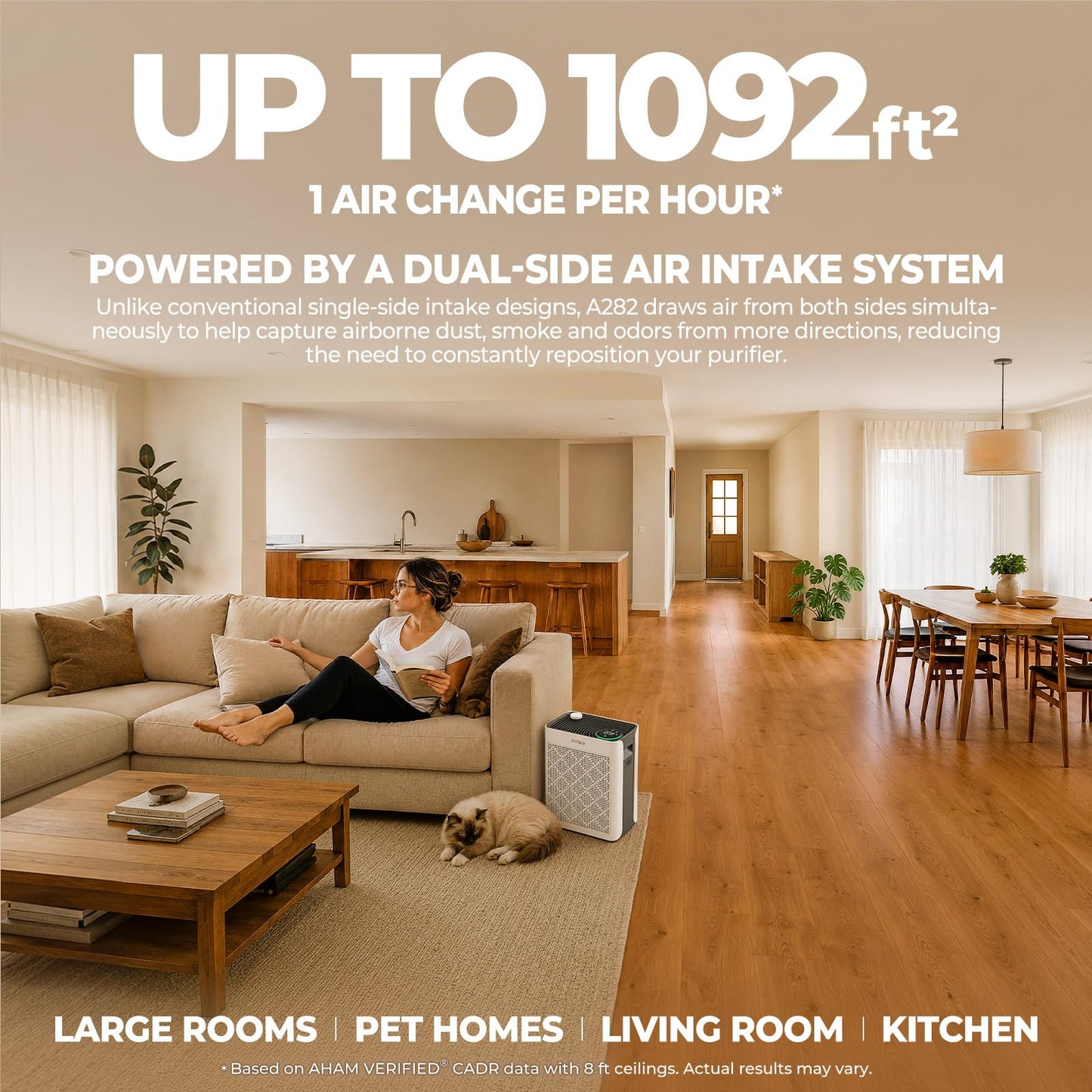 Air Purifiers for Home Bedroom Large Room Up to 1092 Ft² 1Hr AHAM Verified