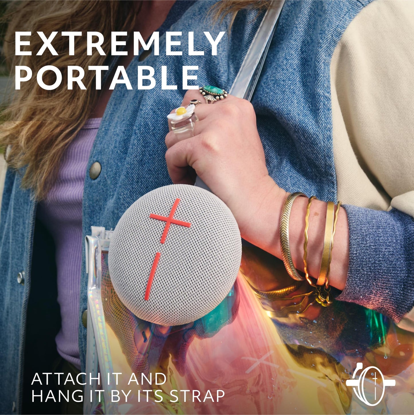 Ultimate Ears MINIROLL Ultra-Portable Waterproof Bluetooth Speaker, Big Bass, IP67 Dustproof, 131 ft Range - Gentle Grey (Renewed)