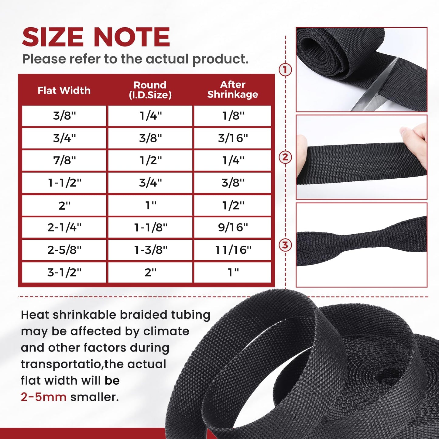 BuyUneed Braided Sleeving Heat Shrinkable Fabric 2:1 Ratio- Abrasion Protection Flexibility Wiring Harness Cable Sheath (3/8" ID, 16ft)