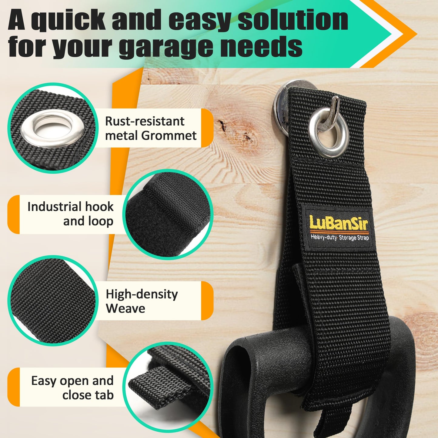 LuBanSir 9 Pack Extension Cord Holder Organizer, 13-inch Heavy Duty Storage Straps for Garden Hose Storage and Garage Wall Organization