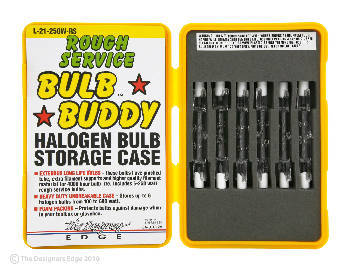 Woods L21 250-Watt Rough Service Halogen Bulb with Bulb Buddy Protective Case; 6-Pack