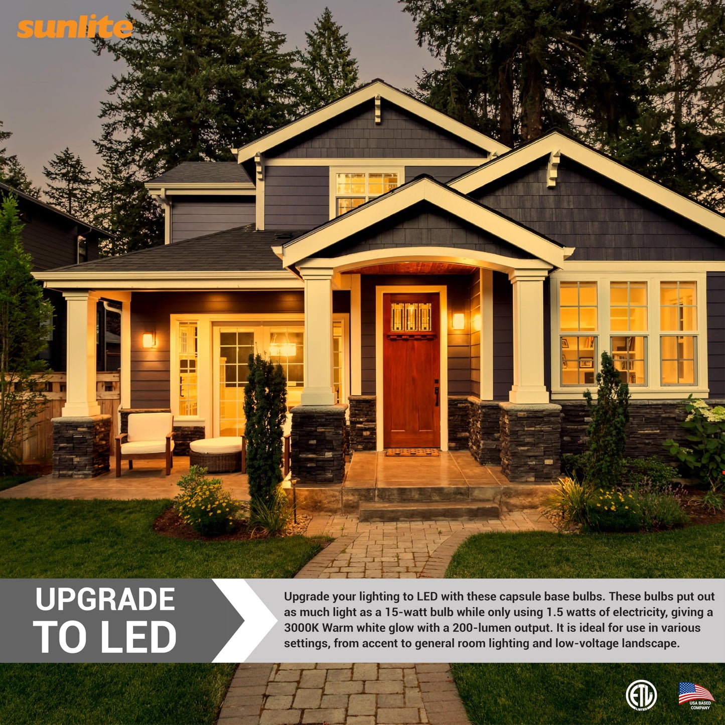 Sunlite LED G4 Single Ended Bi-Pin Light Bulb, 1.5 Watts (15W Equiv.), 200 Lumens, 3000K Warm White, 12V, 2-Pin (G4) Base, 360 Degree Beam Angle