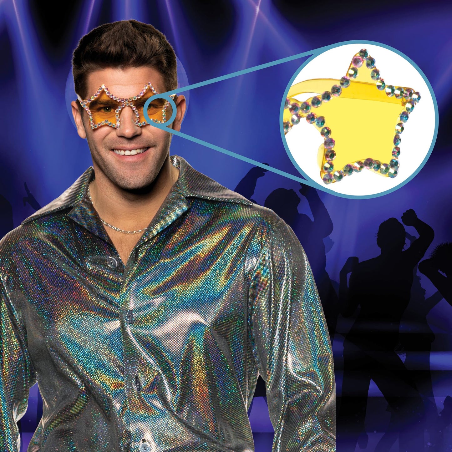 UNDERWRAPS Bedazzled Yellow Star Sunglasses for Adults and Kids - Yellow Sunglasses With Rhinestones For Women, Yellow Fashion Accessories, Party