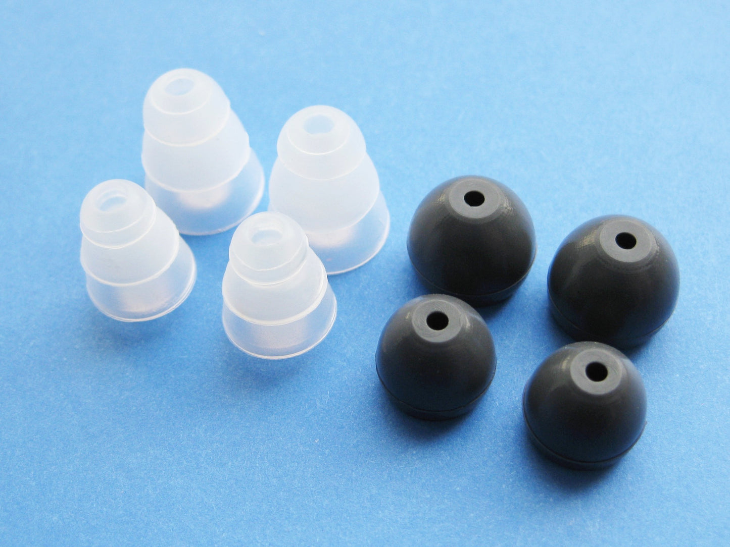 8 Pcs- Clear Triple Flange and Round Earbuds Eartips Set Compatible with Shure E3c, E4c, E4G, E5c, I3C, i4c, SCL3, SCL4, SCL5 in-Ear Earphones Headset
