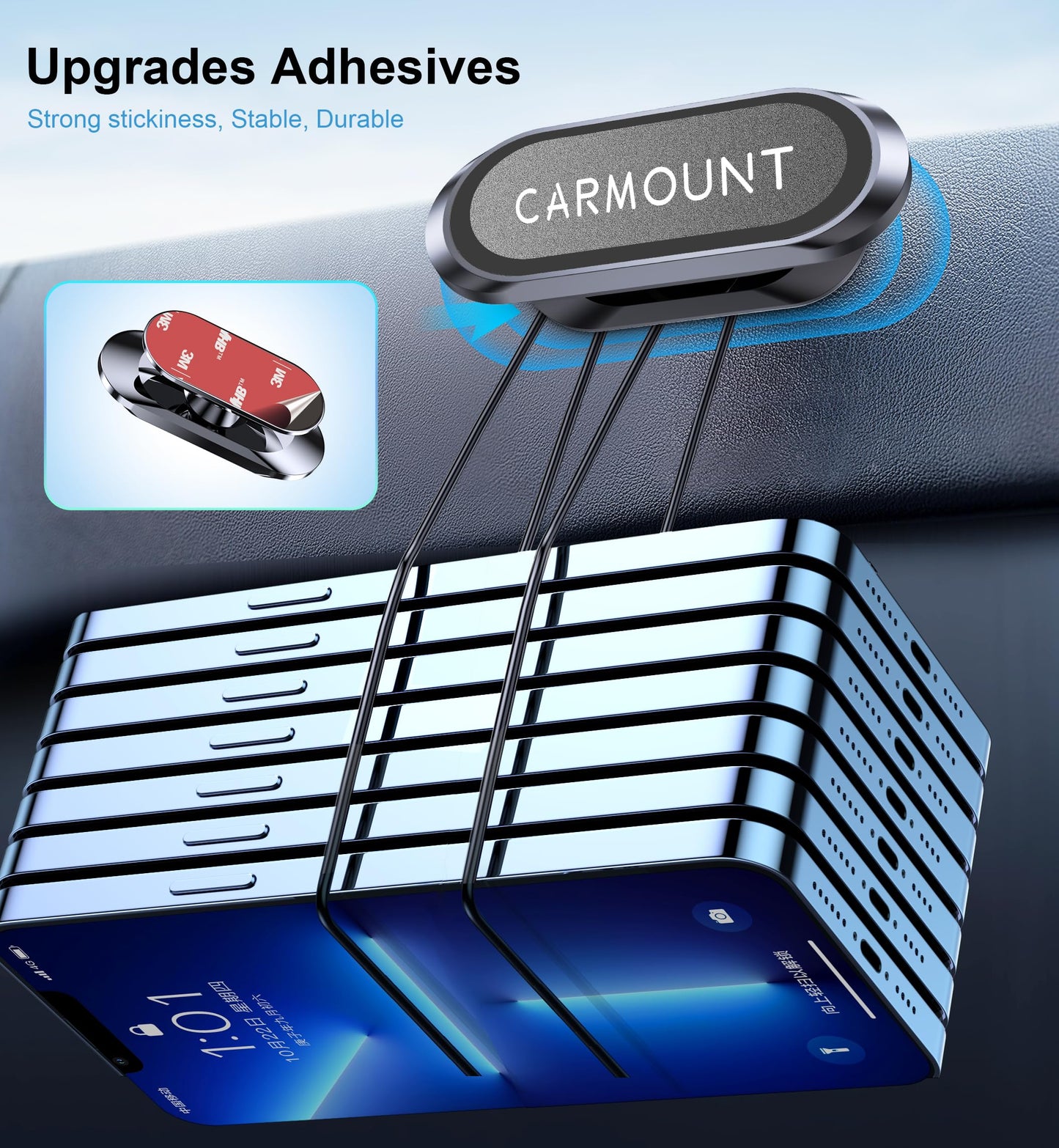 ?2-Pack? Magnetic Phone Holder for Car?Super Magnets?Carmount 2.0 Magnetic phone Mount?360°Rotation?Universal Dashboard Cell Phone Holders for Your
