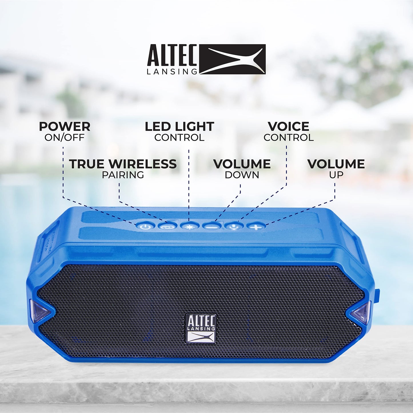 Altec Lansing - HydraJolt Wireless Bluetooth Speaker, Waterproof Portable Speakers with Built in Phone Charger and Lights, Everything Proof Outdoor
