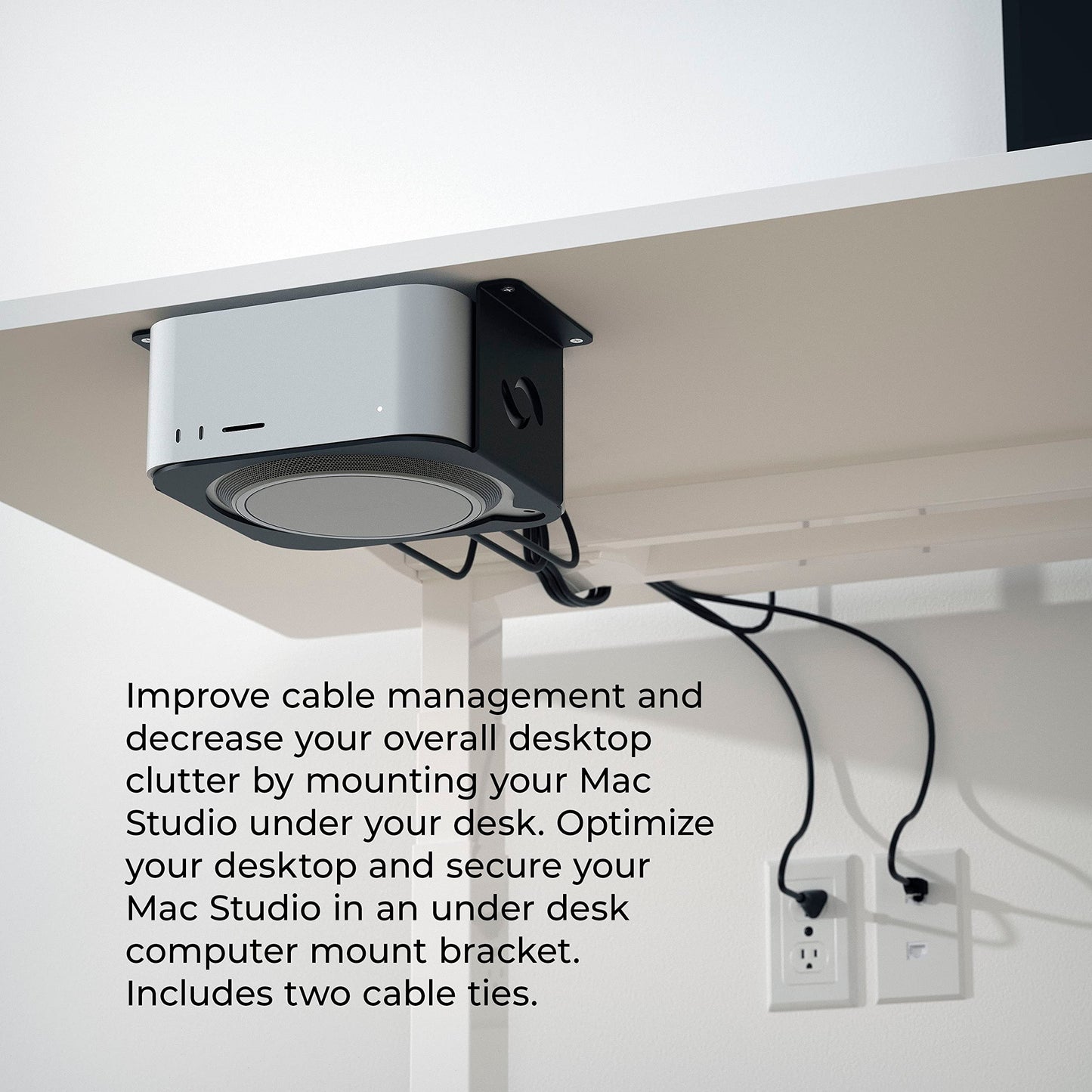 HumanCentric Under Desk Mount Compatible with Mac Studio, Mounting Stand Bracket for M4 M3 M2 M1, Heat Dissipation, Anti-Scratch, Secure or Hide with