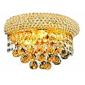 Elegant Lighting 1800W12G/RC Primo 6-Inch High 2-Light Wall Sconce, Gold Finish with Crystal (Clear) Royal Cut RC Crystal