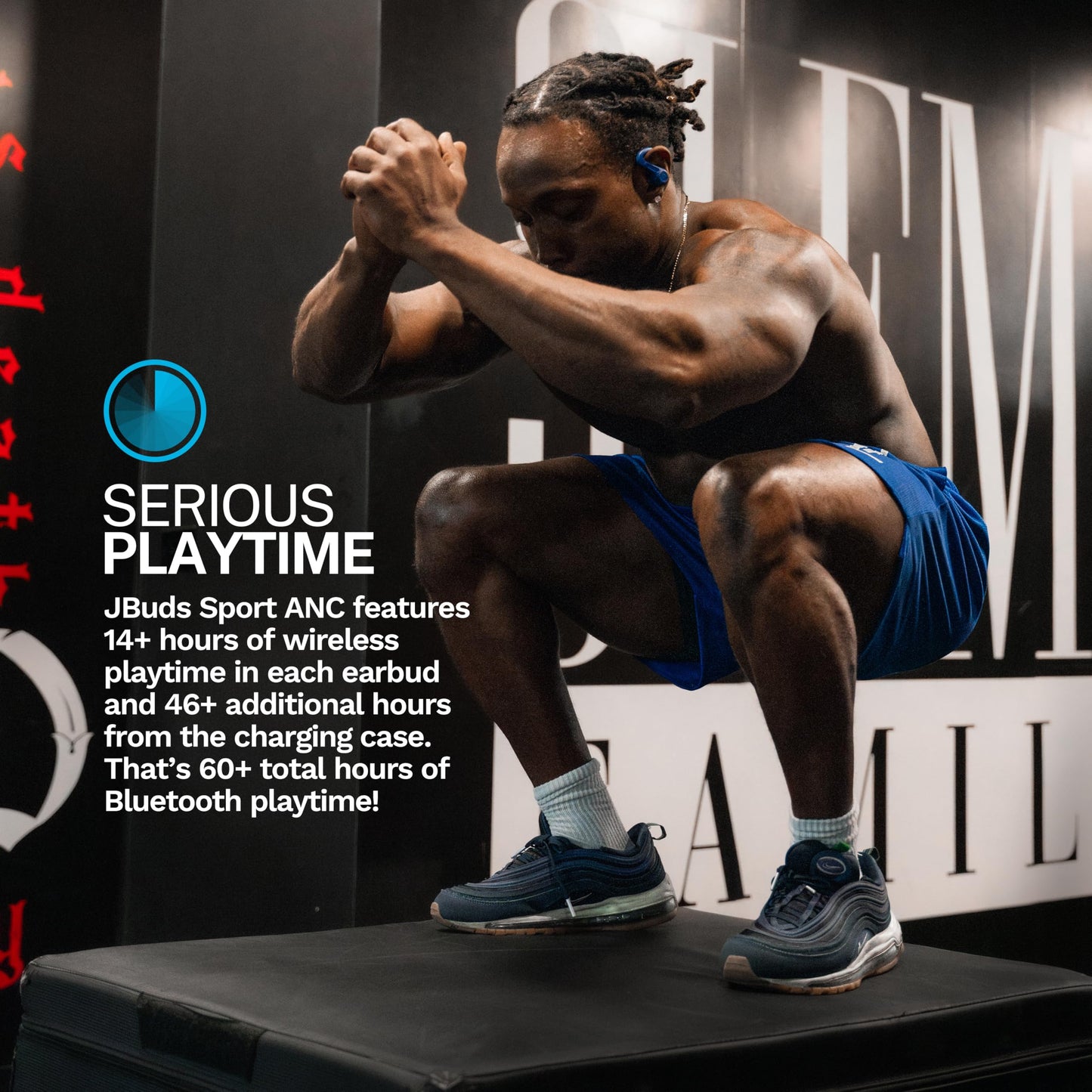 JLab, JBuds Sport ANC 4, True Wireless Earbuds, Active Noise Cancelling, Bluetooth, Multipoint Connect, Cobalt Blue