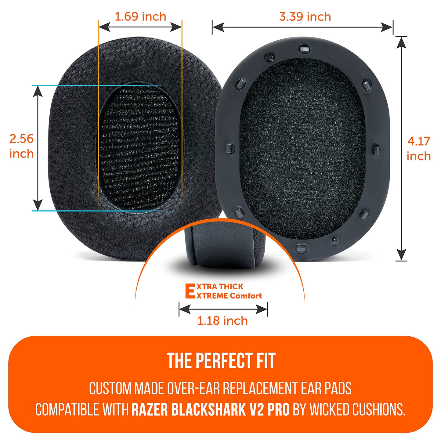 WC Freeze Blackshark - Cooling Gel Earpads for 2020-2022 Razer Blackshark V2 & V2 Pro (Does Not Fit 2023 Model) by Wicked Cushions - Boost Comfort