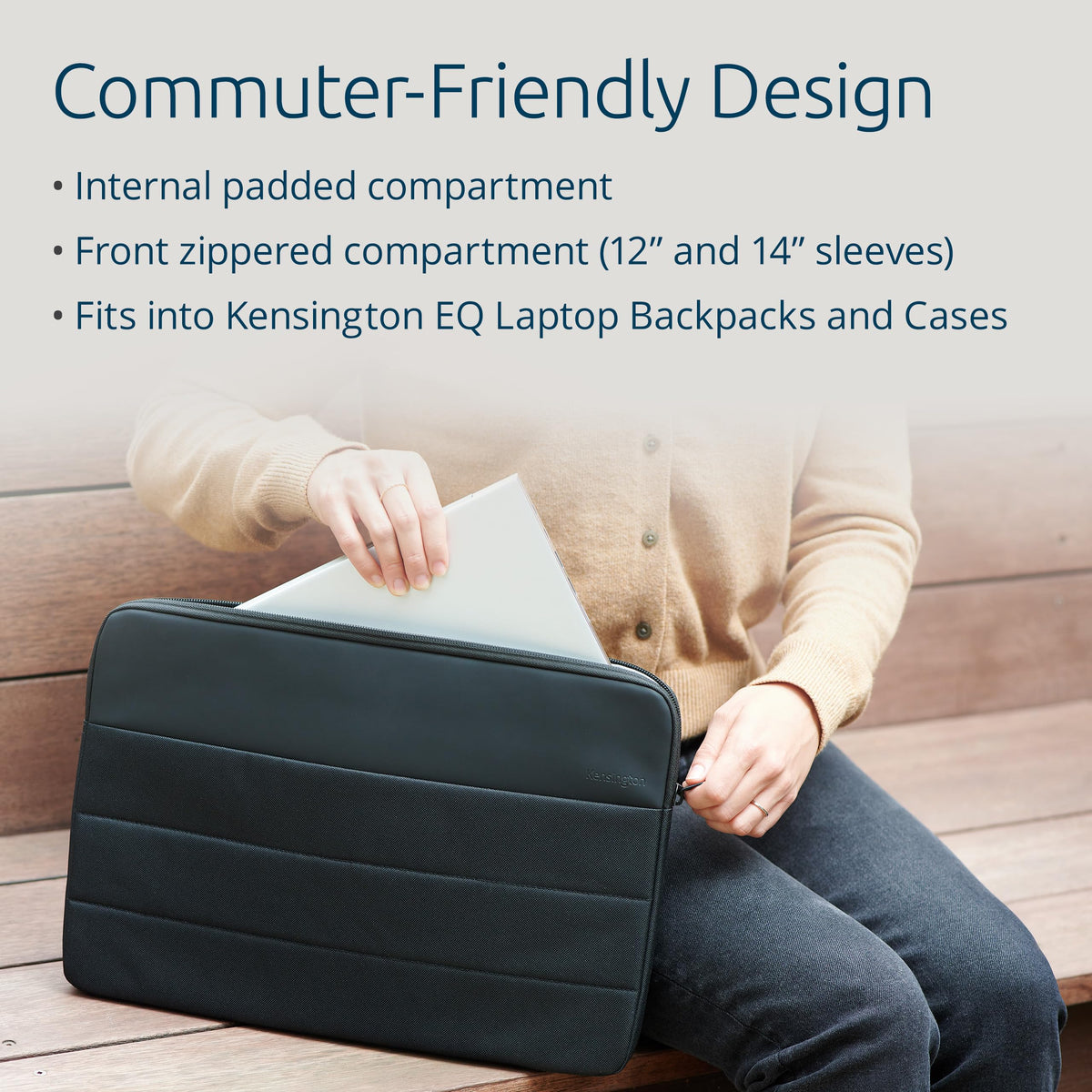 Kensington EQ Laptop Sleeve 14", Durable Protective Case for Laptops and Tablets up to 14 inch - Compatible with MacBook Computers - Black(K60394WW)