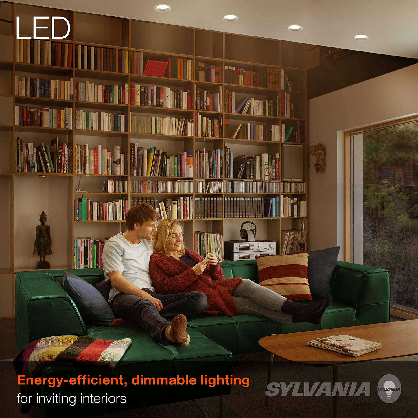 Sylvania ECO LED PAR38 Light Bulb, 90W = 14W, 7 Year, Non-Dimmable, 1000 Lumens, Clear, 4000K, Cool White - 2 Pack (41106)