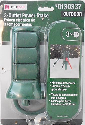 Utilitech 3-Outlet Power Stake W/Hinged Covers #0130337