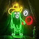 JLEWUINH Funny Cucumber Neon Sign for Wall Decor Ping Pong Neon Light Striking Cowboy Hat Light Up Sign Interesting Sport Led Light Sign for Classroom