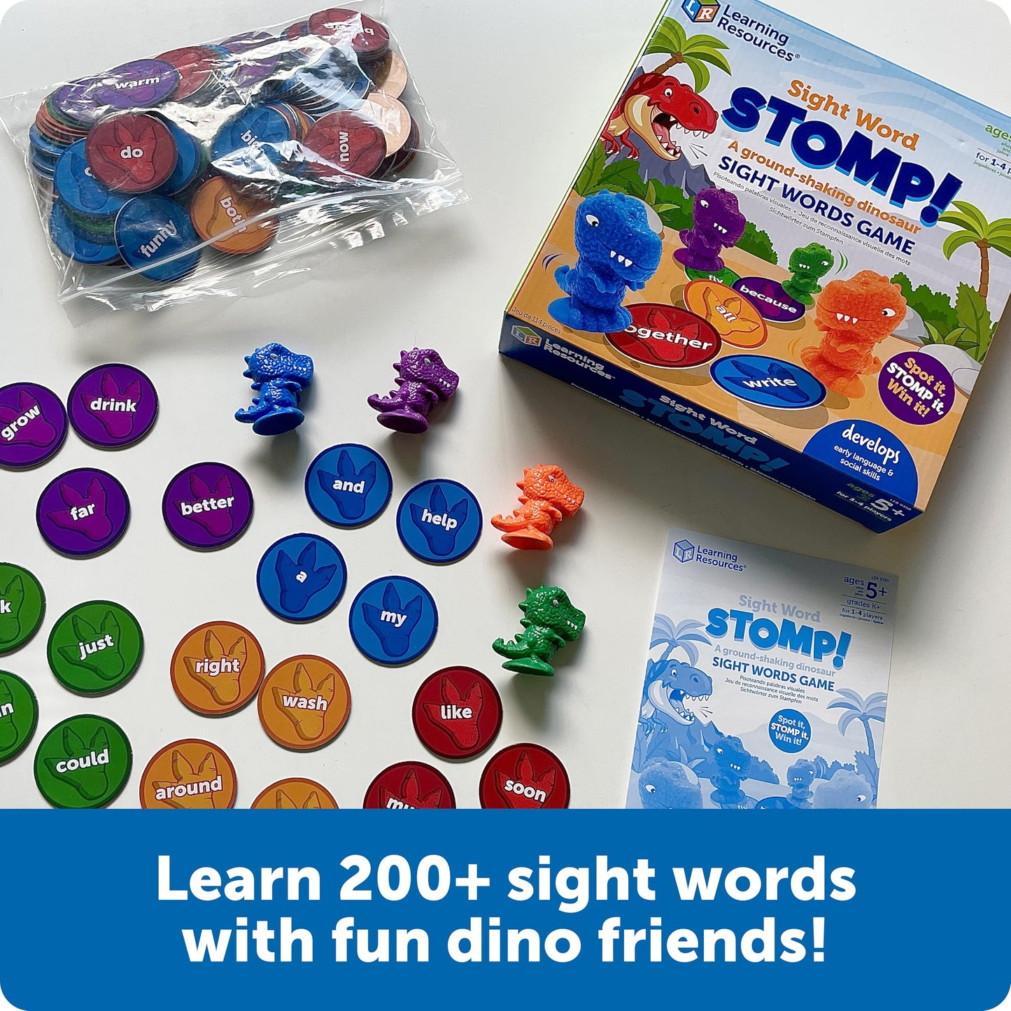 Sight Word Stomp!, Educational Indoor Games, Preschool Alphabet ,Toddler Brain Toys, Toddler Preschool Learning, 114 Pieces, Age 5+
