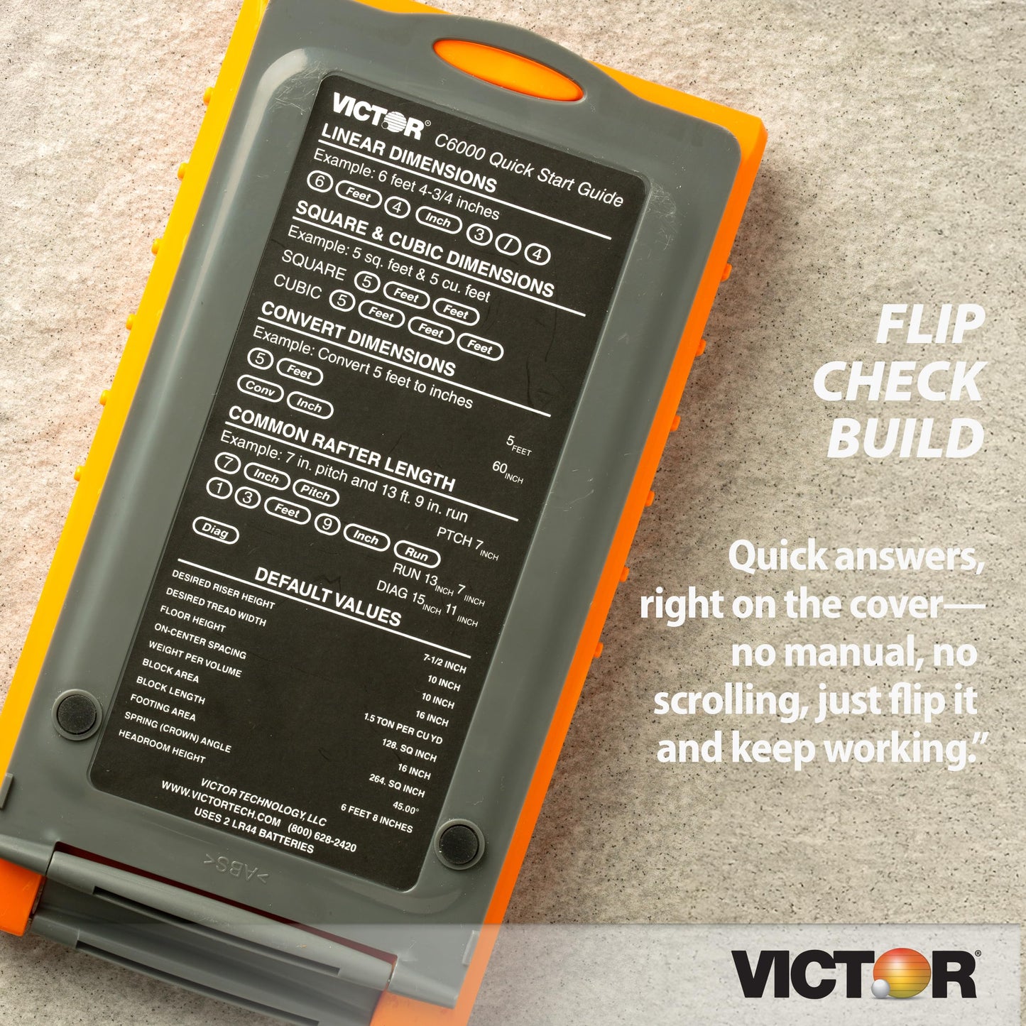 Victor C6000 Advanced Construction Calculator with Protective Case Displays in Fractional or Dimensional Forms Perfect for Carpenters