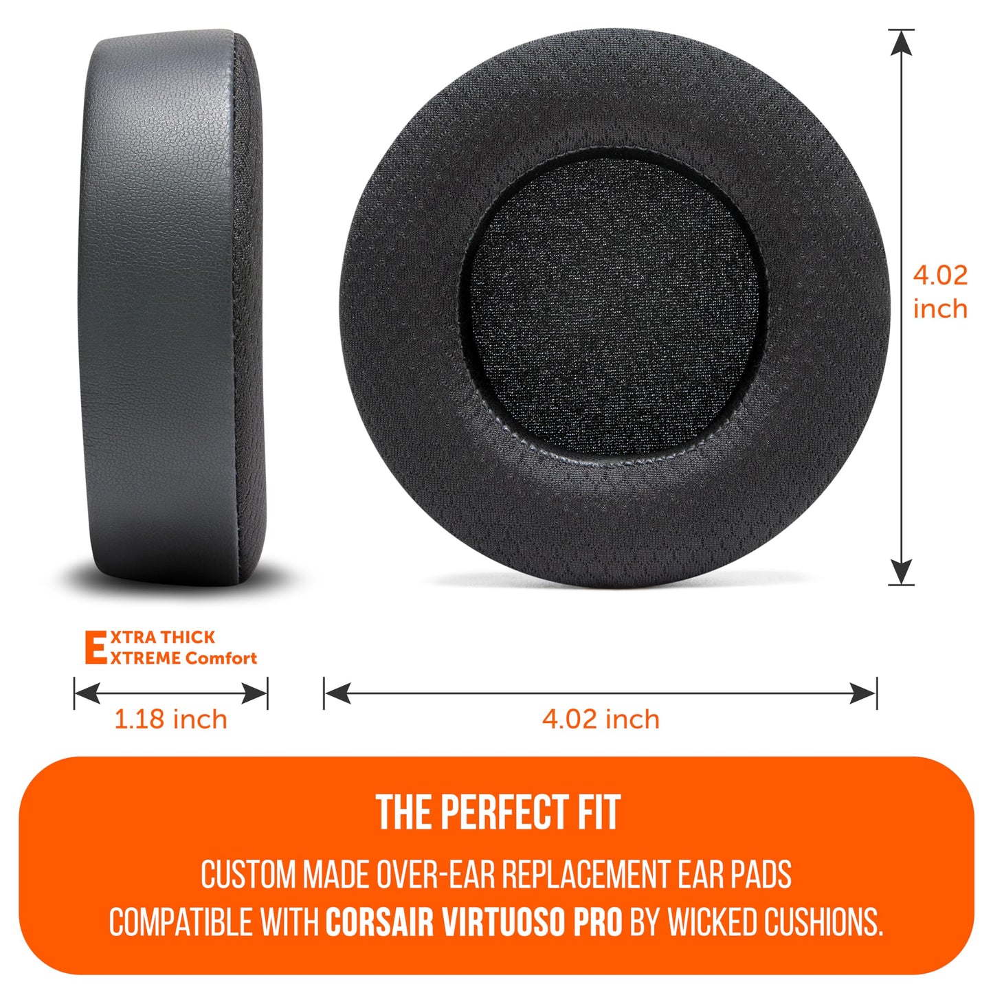 WC Freeze Virtuoso Pro - Cooling Gel Earpads for Corsair Virtuoso Pro Headsets Made by Wicked Cushions - Enhanced Comfort, Durability, and Sound