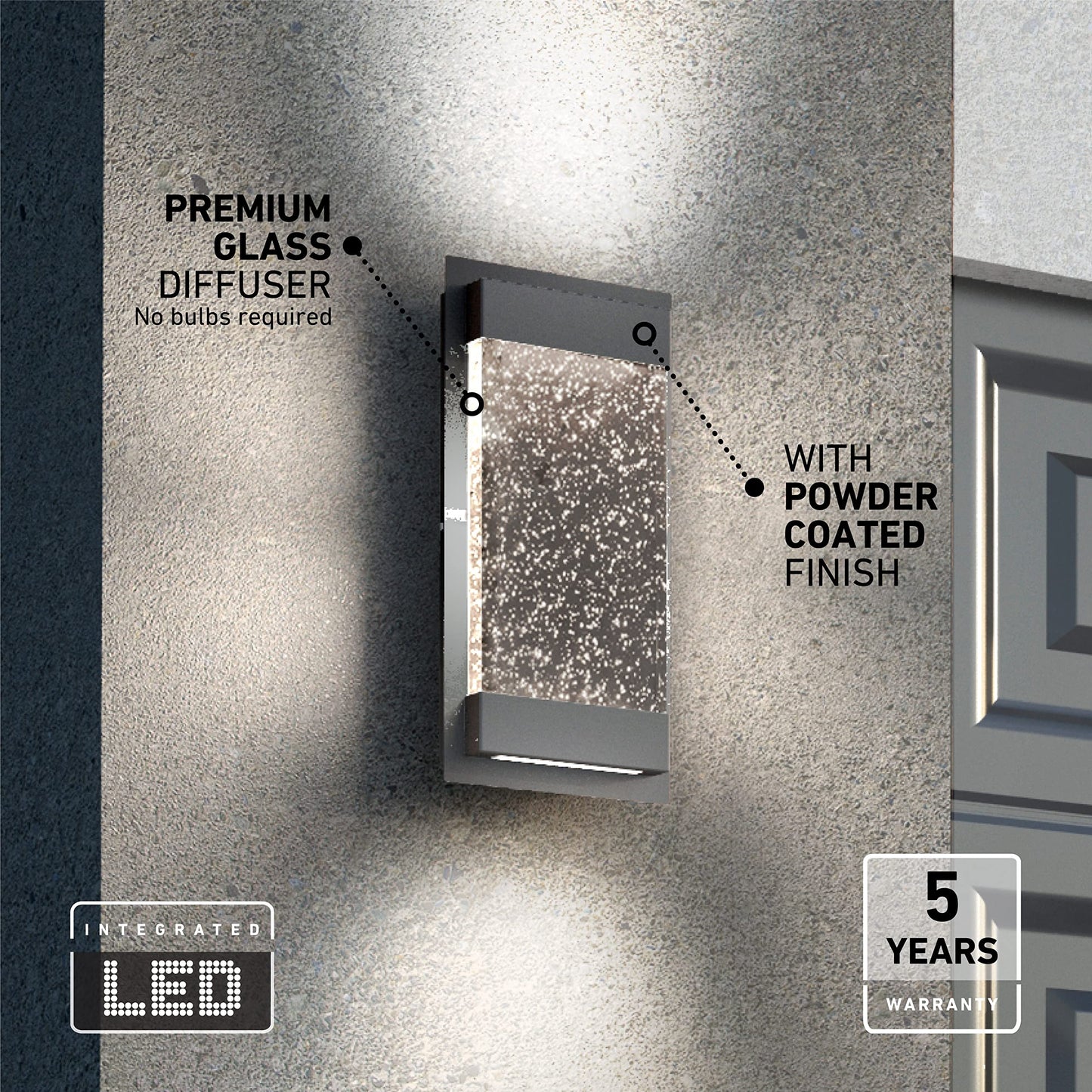 Artika GB390L Essence Bubble Glow Box, 300 lm., 6" Weather Resistant Outdoor Light, Black