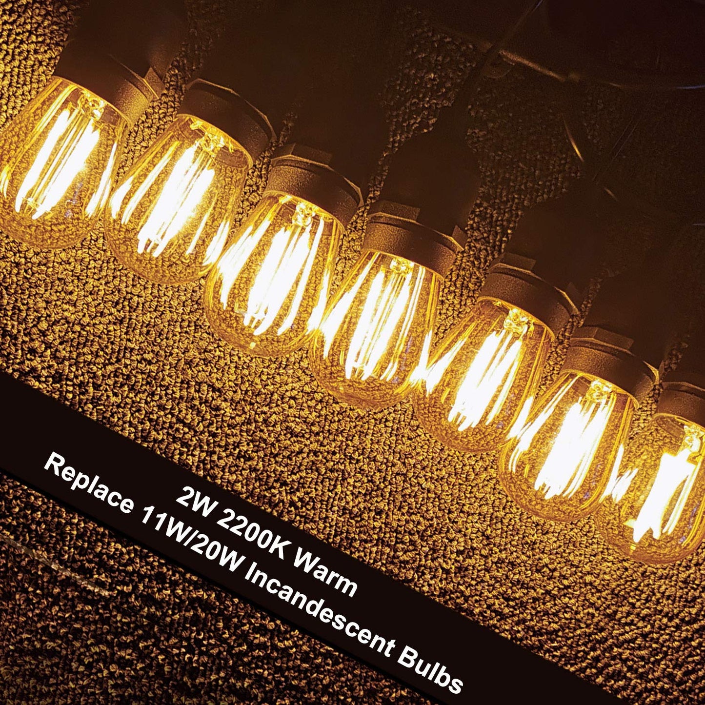 Hizashi S14 LED String Light Bulbs, 25W Eq, E26 Bulb 2200K, 6Pack
