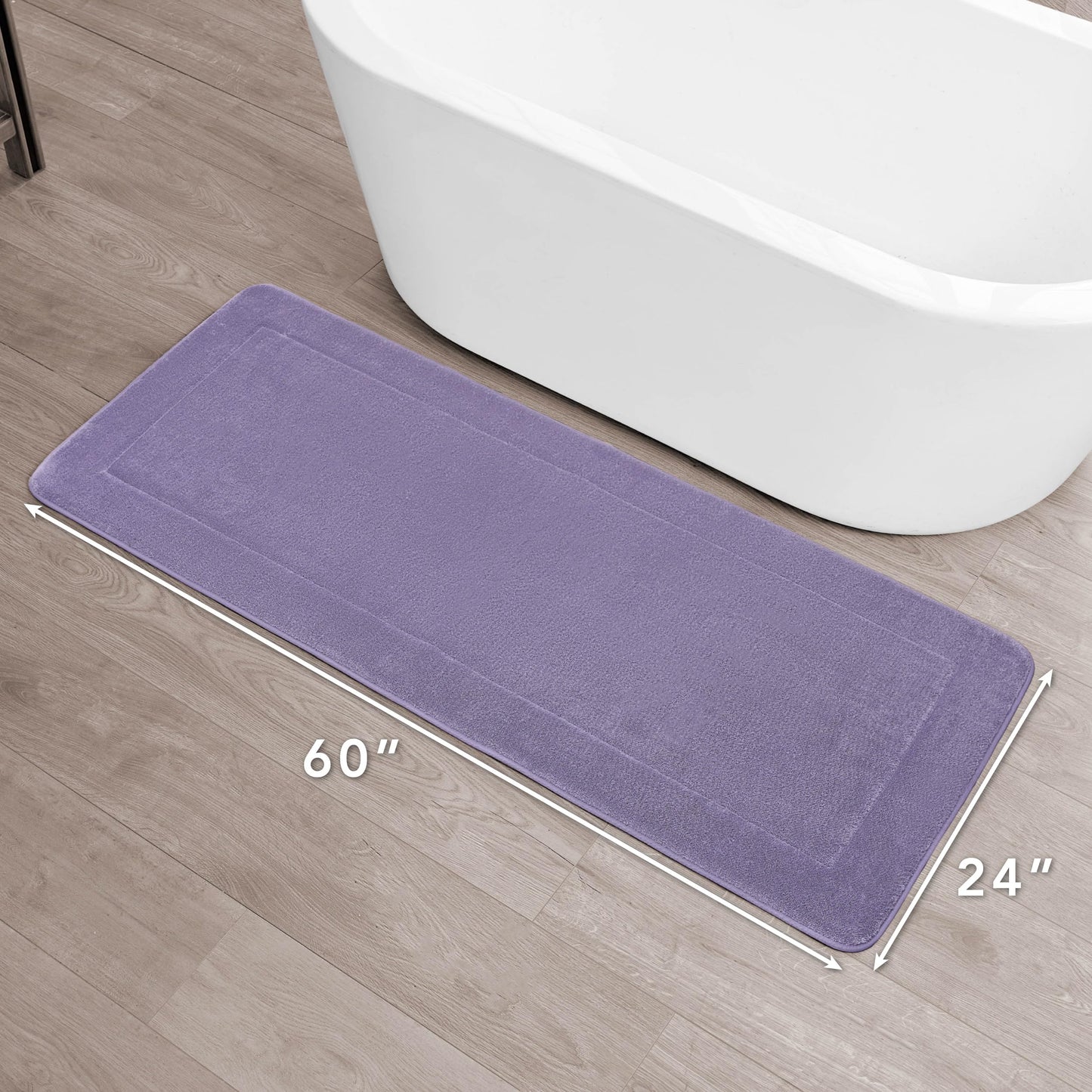 Oliver Brown - Terry Bath Mat, Memory Foam Bath Rug, Non-Slip, 100% Polyester, Premium Bathroom Decor, Machine Washable, Measures 24 in. x 60 in.…