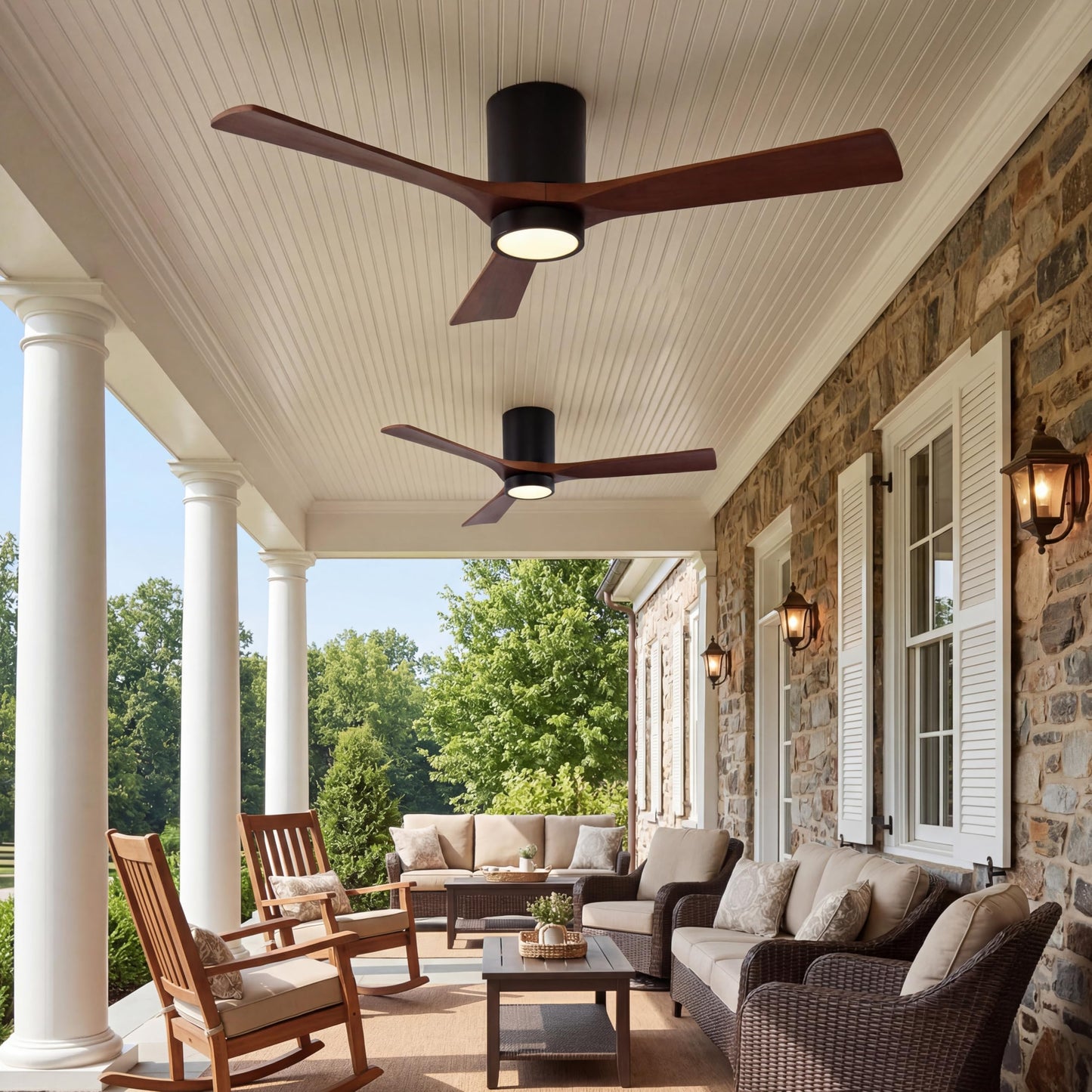 Tribesigns 52 inch Ceiling Fans with Lights, Low Profile Ceiling Fan with Remote Control, 3 Solid Wood Blades, Reversible, 3CCT, Dimmable, Flush Mount