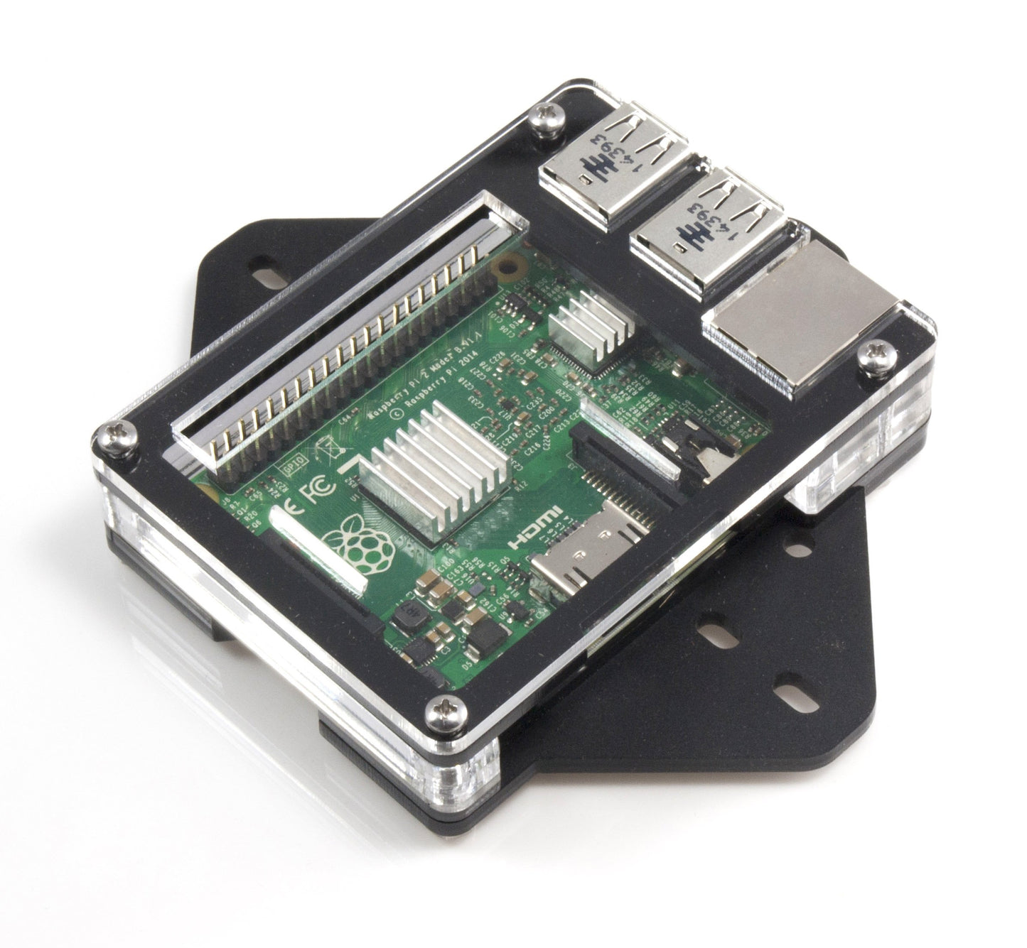 C4Labs Zebra VESA Mounting Plate - Acrylic - for Raspberry Pi 4 B, 3B+, 3, Pi 2, and Pi B+ Arduino: Black