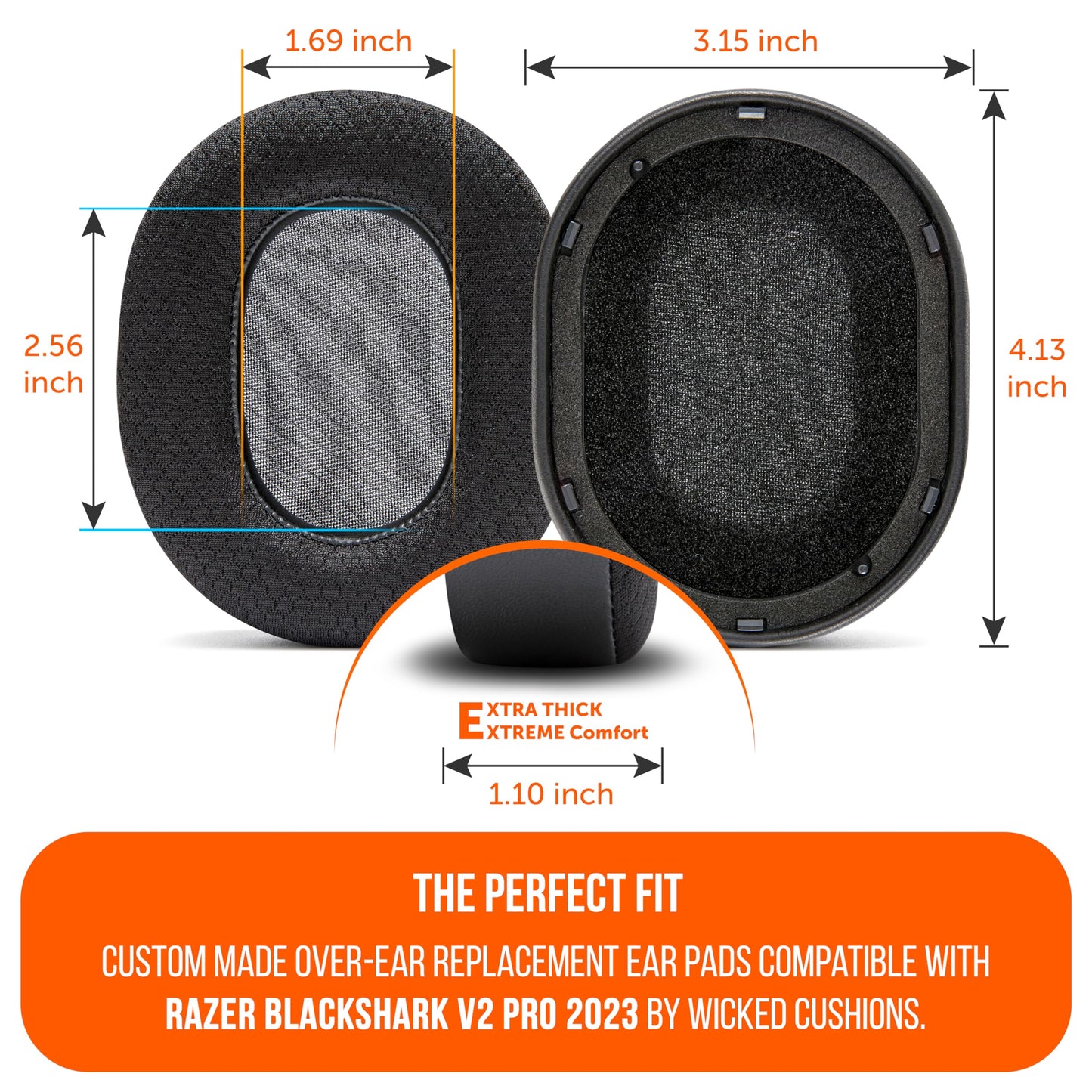 WC Freeze Blackshark V2 Pro 2023 - Cooling Gel Earpads by Wicked Cushions Only (Does not fit Old Blackshark V2 Pro) - Boost Comfort, Thickness