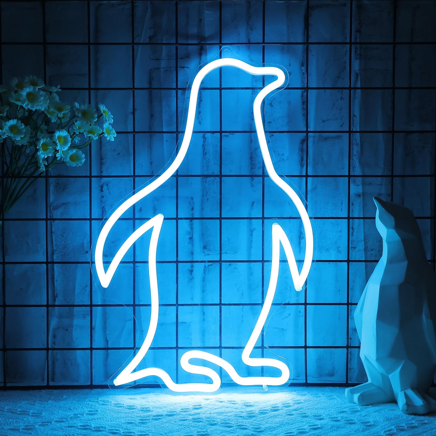 CoolGift Mart Penguin Neon Sign, Penguin Lamp Wall Decor, Dimmable Birthday Party Decorations for Home, Patio, Garden, Bars, Restaurants, Hotels
