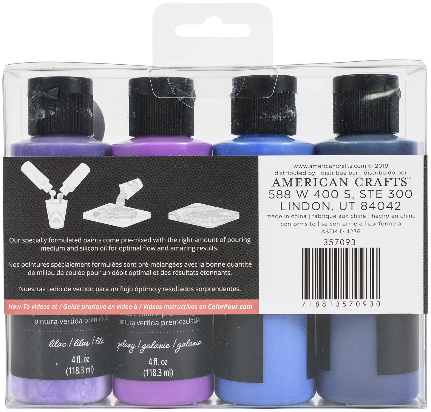 American Crafts Color Pour Magic Pre-Mixed Paint Kit 4/Pkg-Galaxy Surge