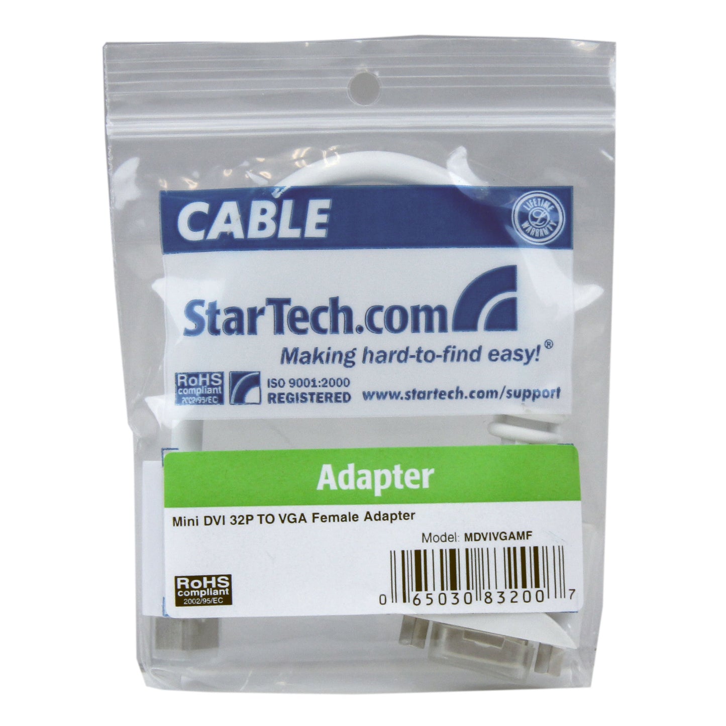 StarTech.com Mini DVI to VGA Video Cable Adapter for Macbooks and iMacs - Video Adapter - mini-DVI (M) to HD-15 (VGA) (F) - 7.9 in - White - MDVIVGAMF
