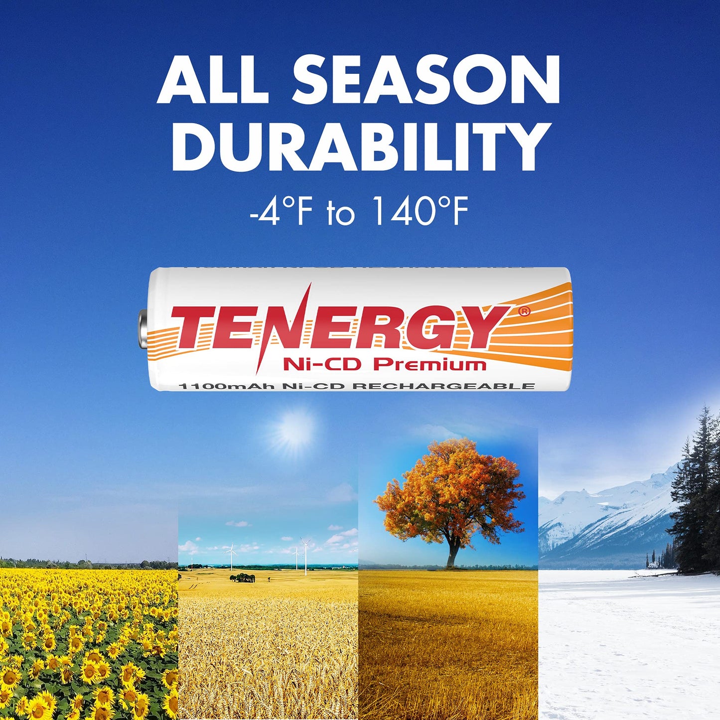 Tenergy AA Premium NiCd Rechargeable Batteries 1100mAh 1.2V Battery Pack for Solar Lights, Garden Lights, 8 Count