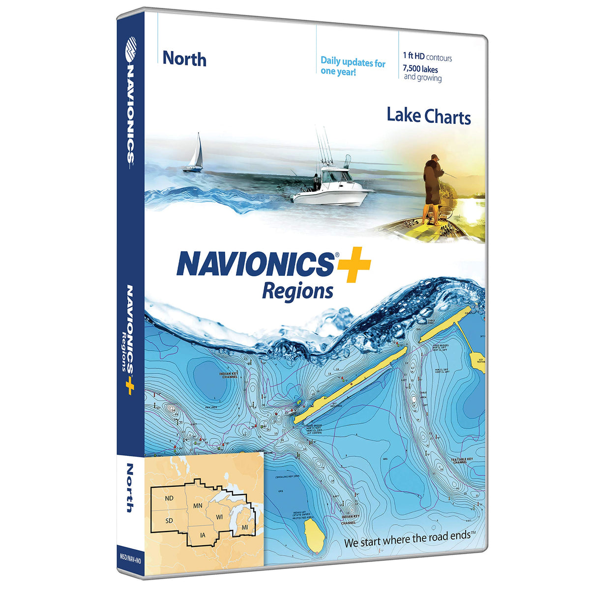 Navionics Plus Regions North Lake Charts on SD/MSD,Black
