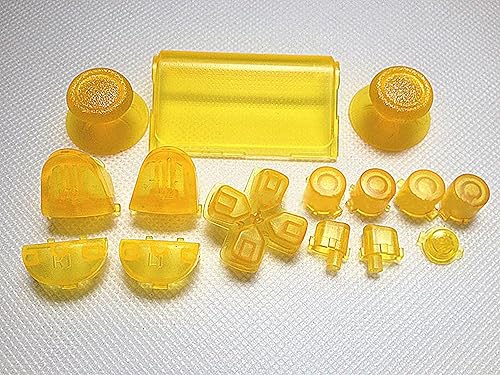 Gametown Joysticks Thumbsticks Dpad R1 L1 R2 L2 Trigger Buttons Set + 2X Springs for PS4 Controller Color Transparent Clear Yellow