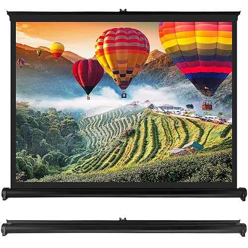 Pyle 50" Inch Portable Projector Screen - Portable Floor Standing, Manual Retractable Pull-Out Style, Mobile Movie Screen, Home Theater Cinema Wedding