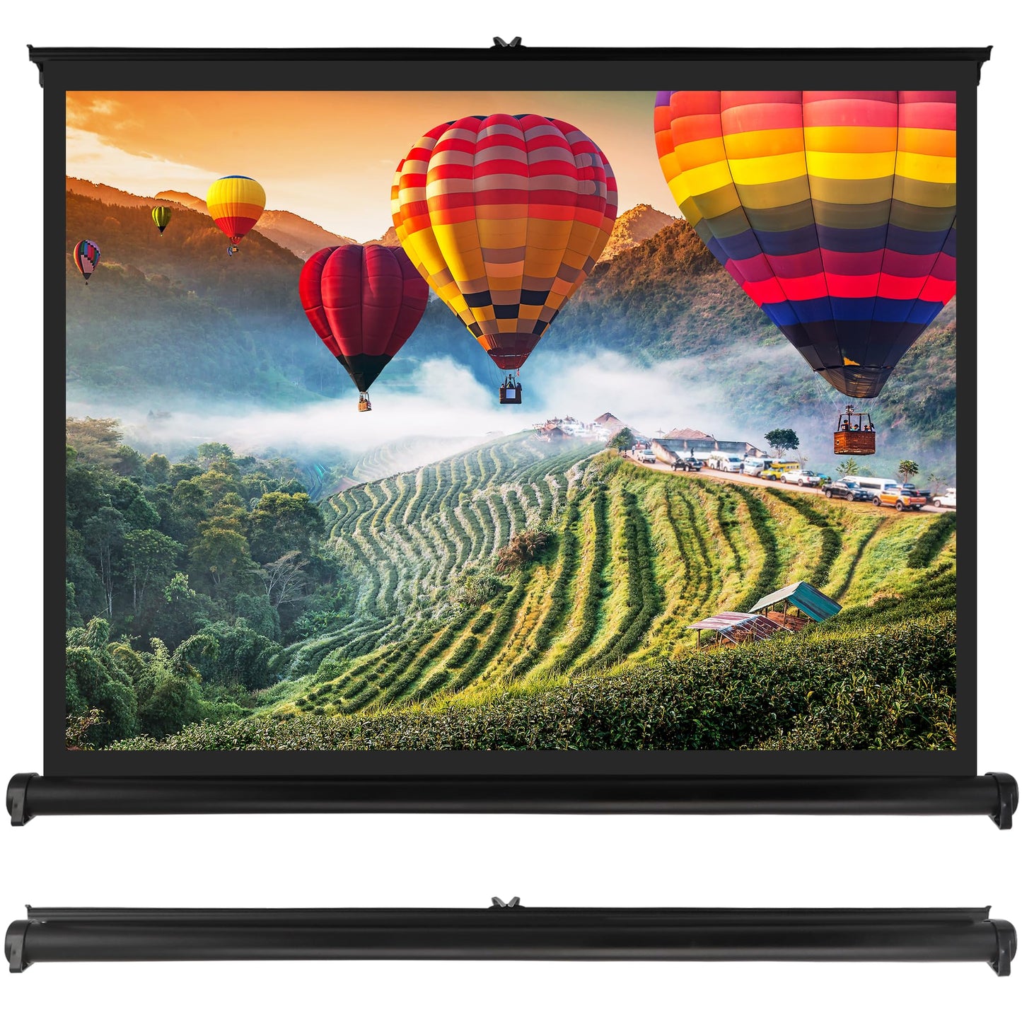 Pyle 50" Inch Portable Projector Screen - Portable Floor Standing, Manual Retractable Pull-Out Style, Mobile Movie Screen, Home Theater Cinema Wedding