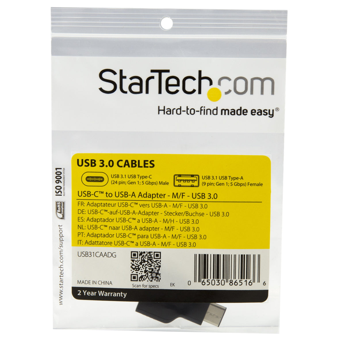 StarTech USB Type-C to USB 3.0/2.0 Adapter, 2-Year Warranty