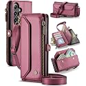 COVO for Samsung S24 Case with RFID Blocking for Samsung Galaxy S24 Wallet Case for Women Men, PU Leather Magnetic Flip Strap Zipper Card Holder Phone