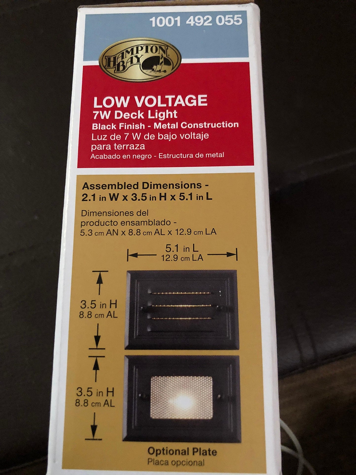 Hampton Bay Low Voltage 7-Watt Black Halogen Half Brick Deck Light