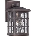 Quoizel Stonington 10.5" Mission-Style Wall Lantern, 1-Light, Palladian Bronze Coastal Armour, Clear Water Glass, ETL Wet Rated