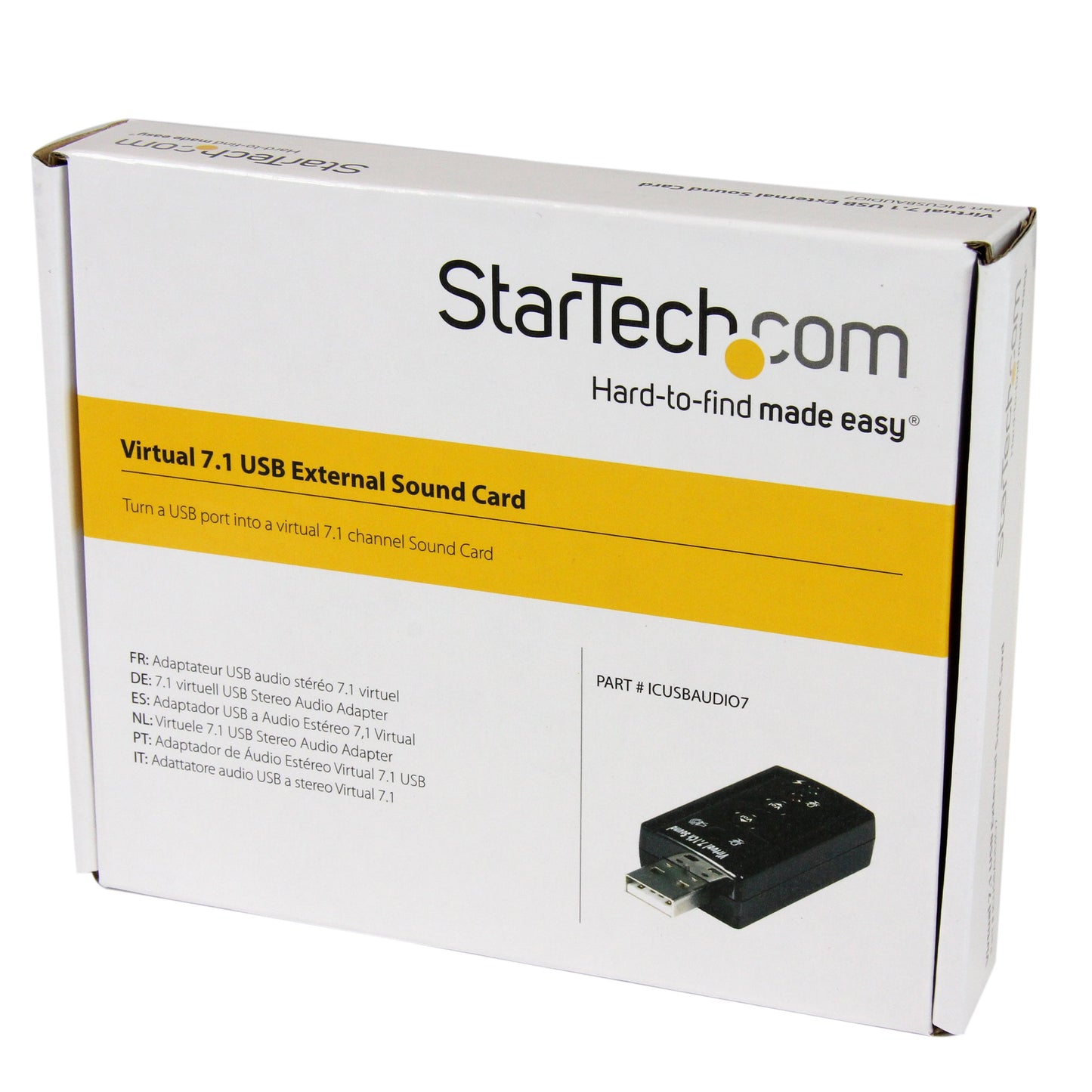 StarTech.com Virtual 7.1 USB Stereo Audio Adapter External Sound Card - Sound card - stereo - USB 2.0 - ICUSBAUDIO7,Black