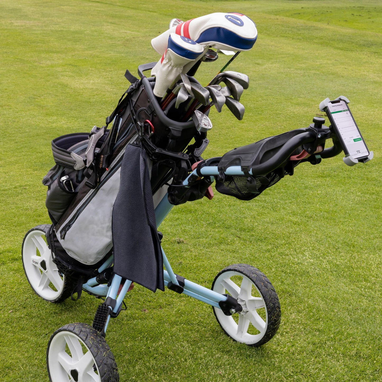 ProActive Sports Universal Phone Mount with 360 Rotation for Golf Push Carts, Golf Riding Carts, Bicycle, Stroller, Scooter, Handlebar - Fits iPhone