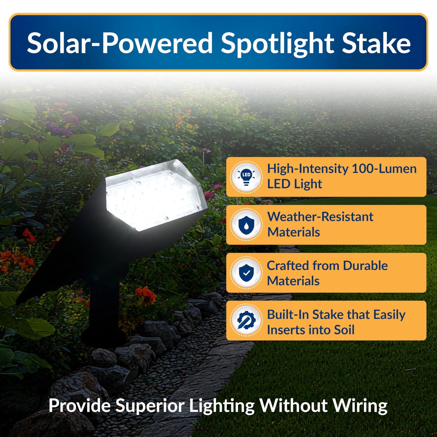 Alpine Corporation 11" Tall Outdoor Solar Pathway Spotlight Stake with Bright White LED Light, Black