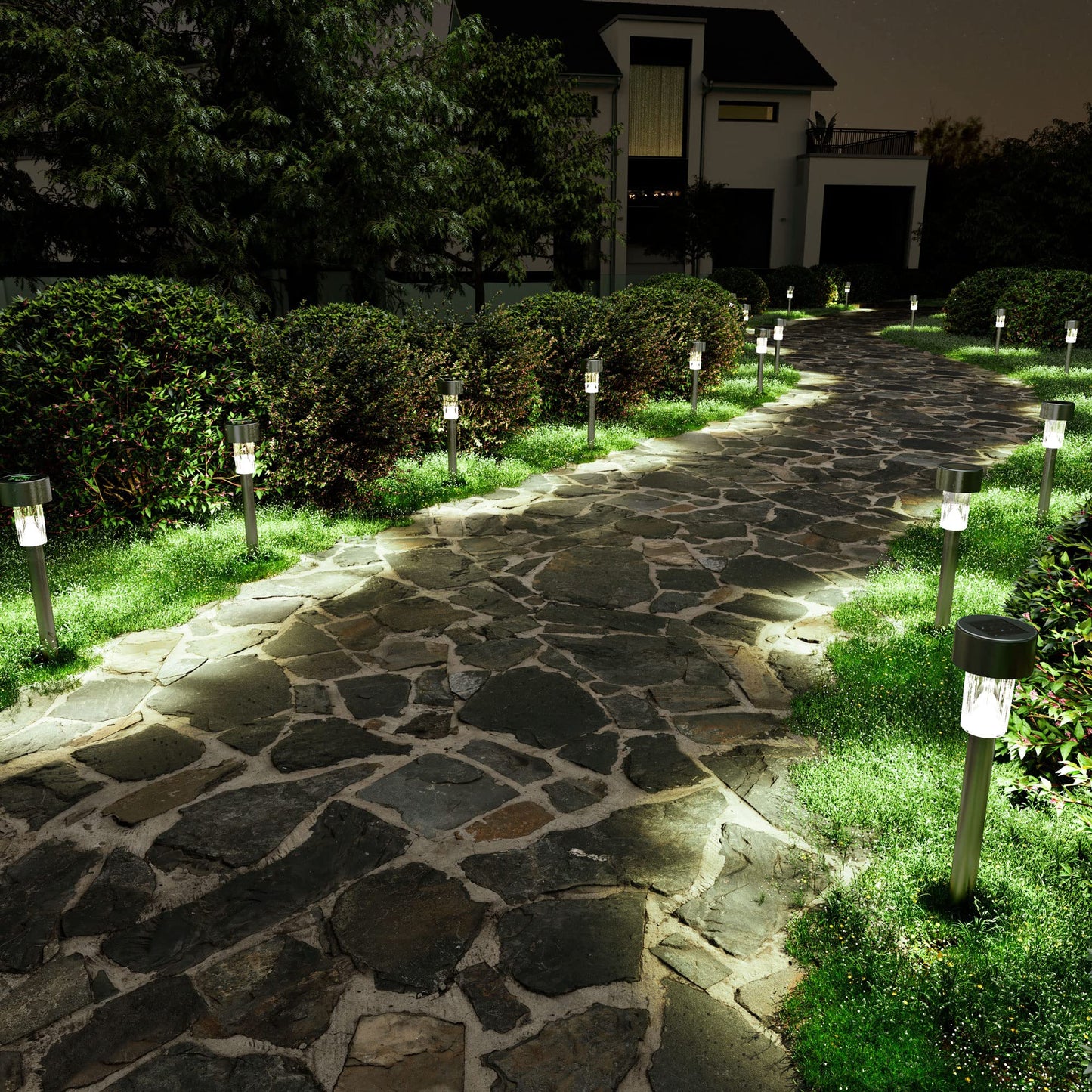 SOLPEX 16 Pack Solar Outdoor Lights Pathway, Stainless Steel Solar Lights Outdoor Waterproof,LED Landscape Lighting Walkway