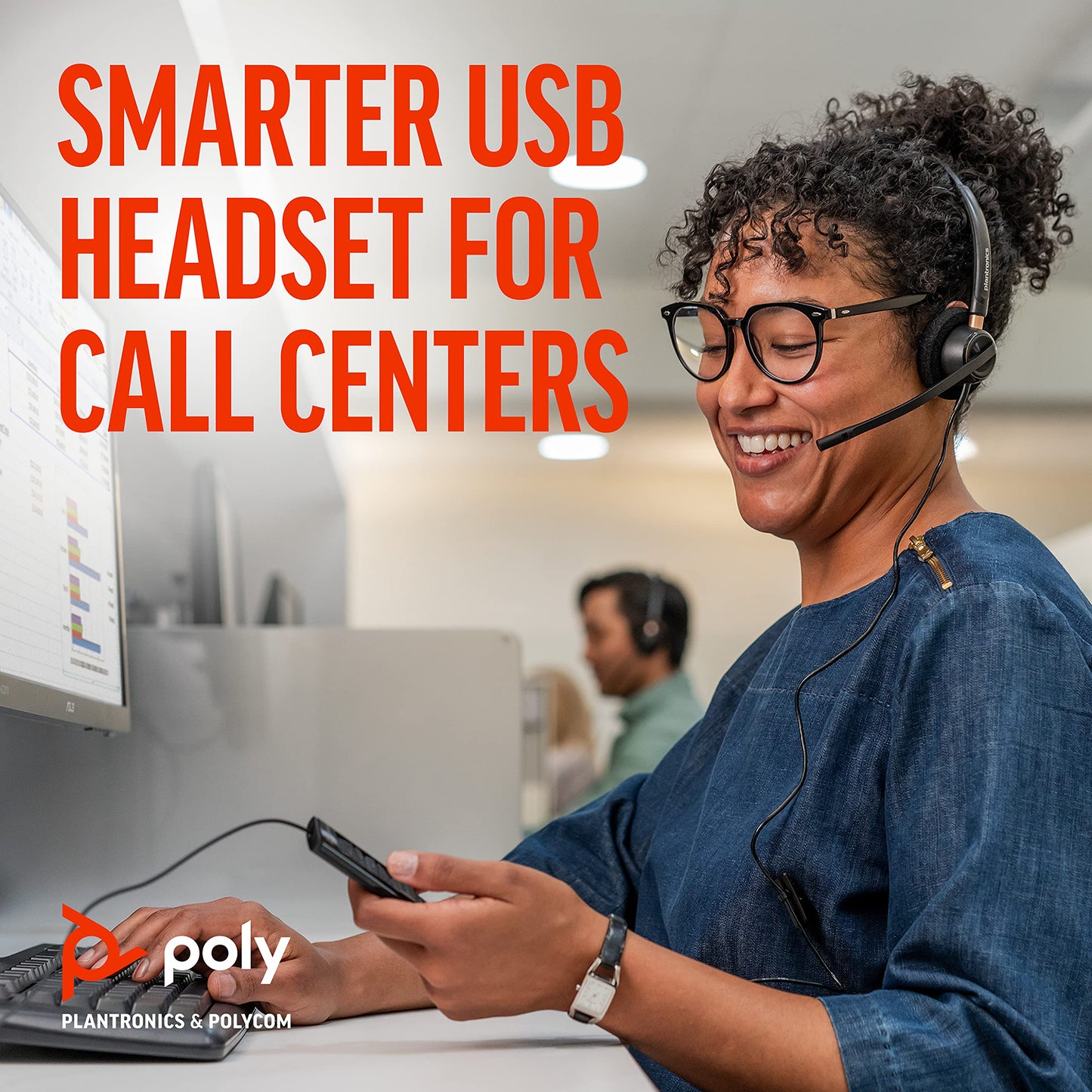 Poly (Plantronics + Polycom) EncorePro 545 USB-A and USB-C USB Headset (Plantronics) - Acoustic Hearing Protection - Hold & Call Answer Buttons…